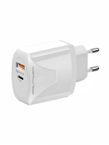 Зарядное устройство для телефона на 2 гнезда, Быстрая зарядка 20W с кабелем Type-C адаптер QC 3.0/PD Орбита OT-APU62